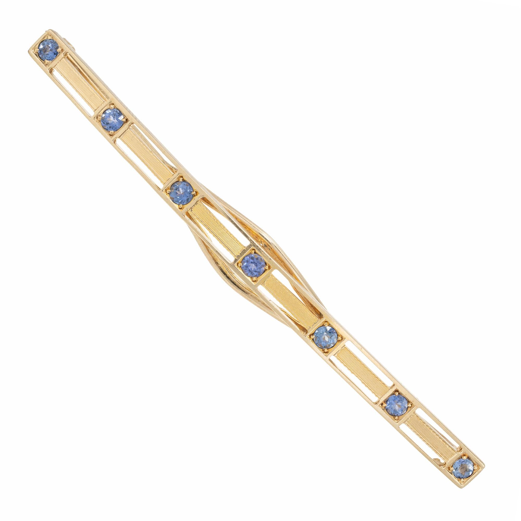This exquisite and rare hair barrette, crafted in the early 1900s, is a testament to timeless elegance and craftsmanship. Made from 14k gold, it features seven round, natural, non-heat treated sapphires sourced from the renowned Yogo Gulch in