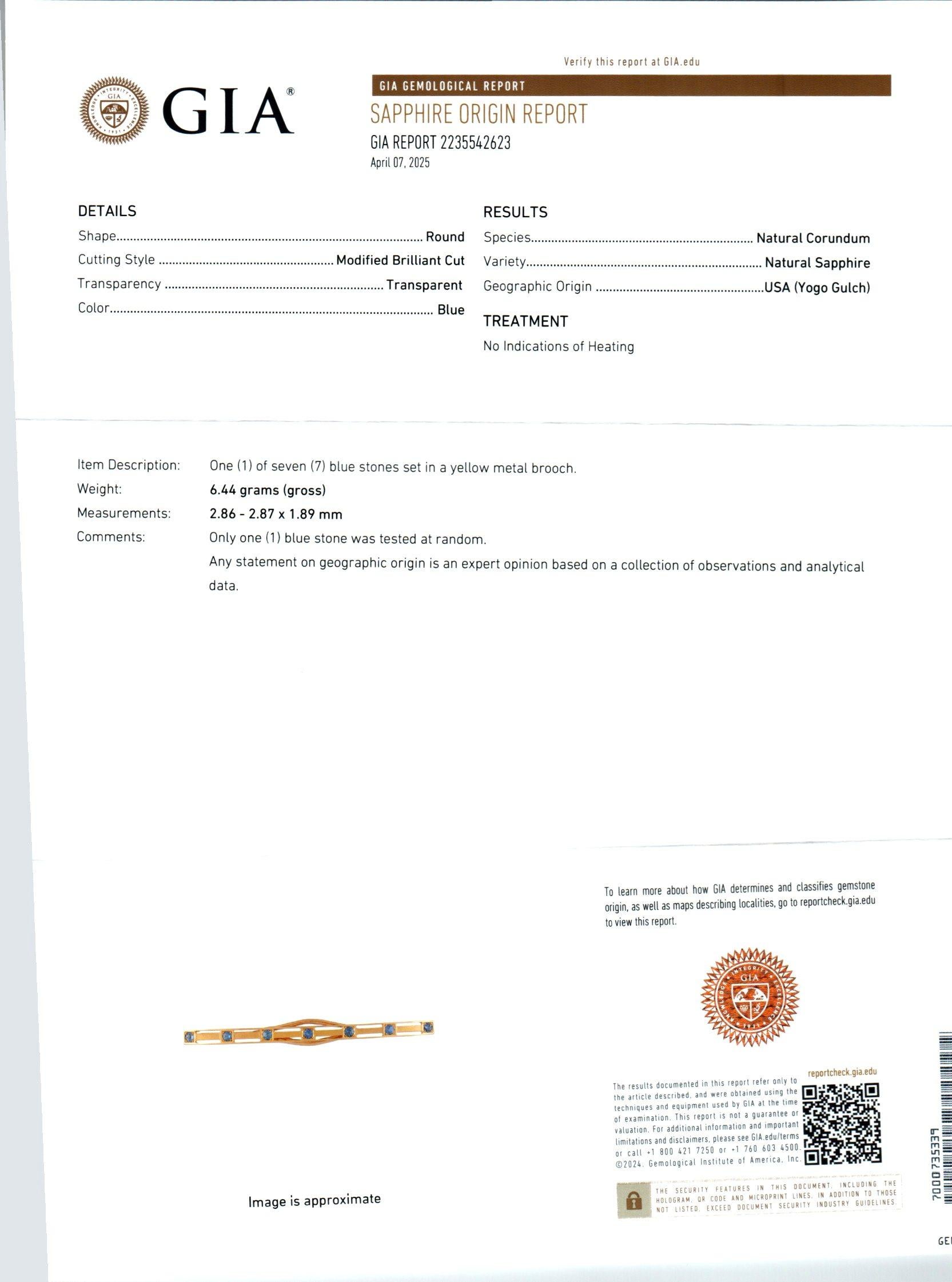 GIA Certified Montana Yogo Gulch Sapphire Hair Barrette In Good Condition For Sale In Stamford, CT