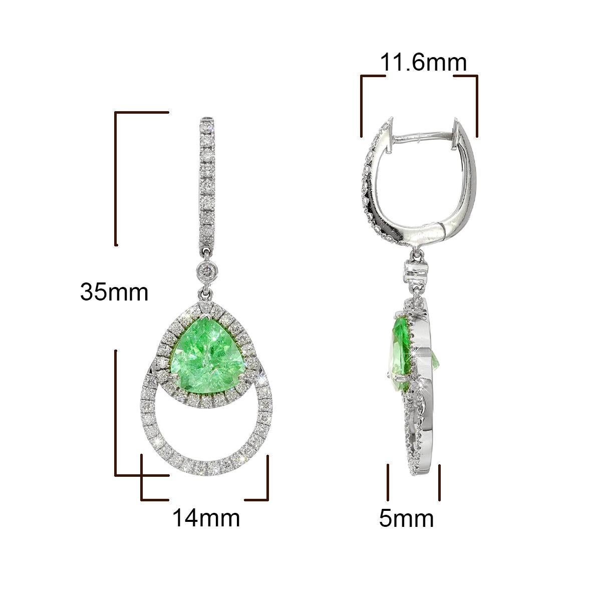 GIA Certified Mozambique Paraiba Tourmalines 3.13 ct 18KW Gold Earrings  For Sale 2