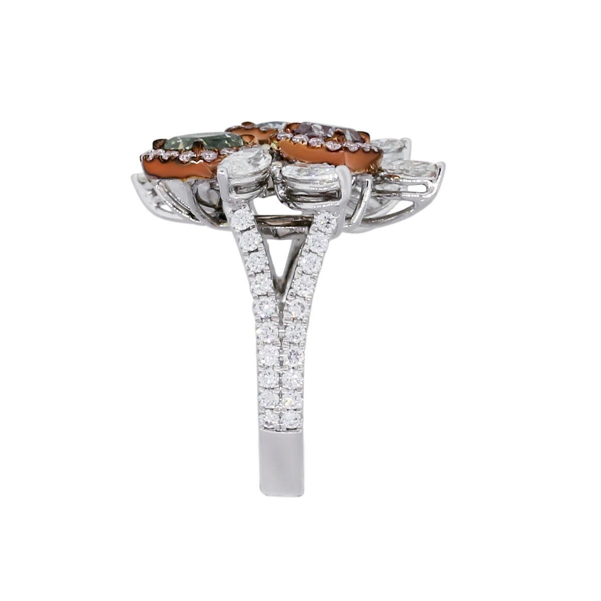 Cushion Cut GIA Certified Multi-Color Diamond Cocktail Ring