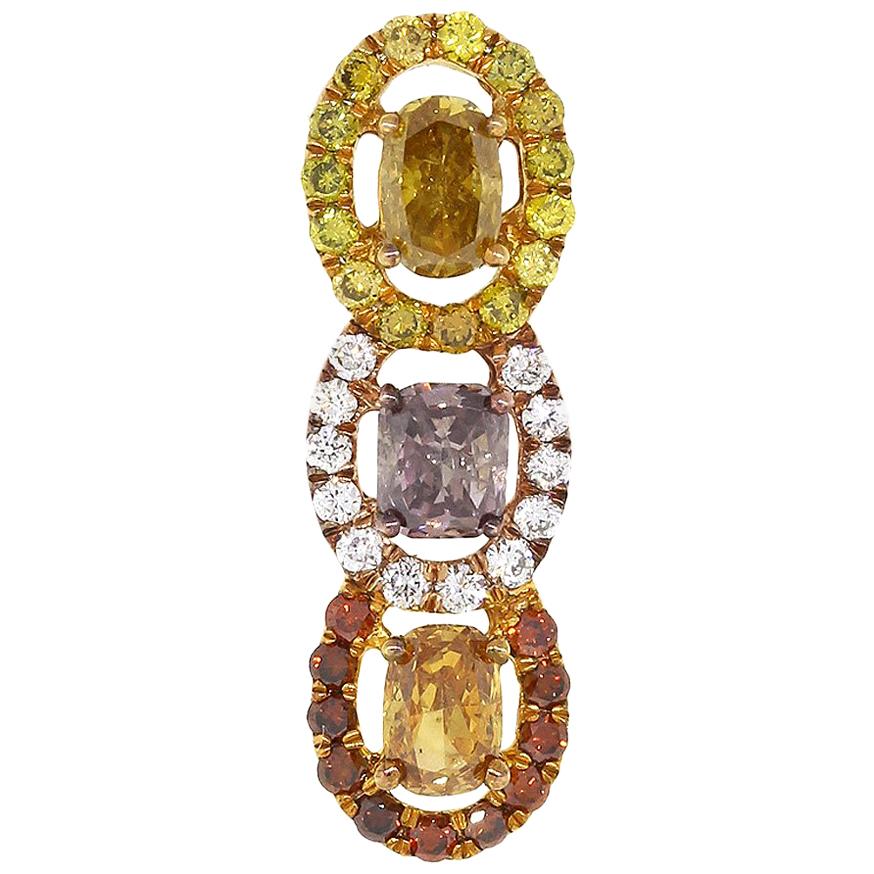 GIA Certified Multi Fancy Color Diamond Pendant