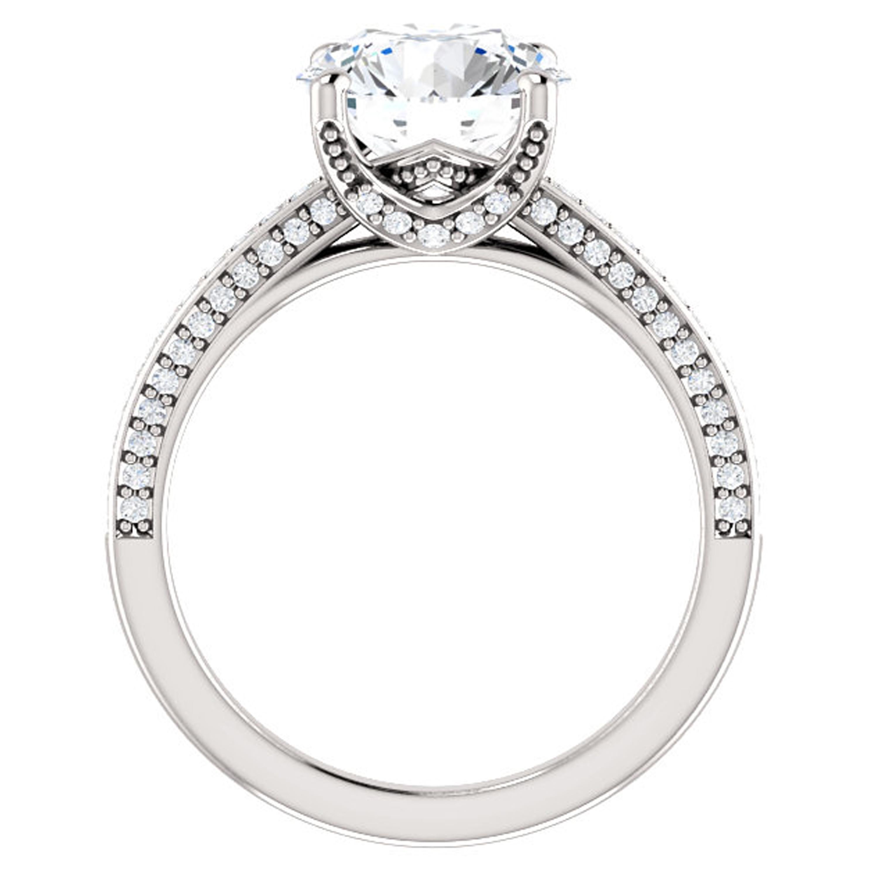 Glamorous diamonds full of life dance along the shank, claw and gallery of this breathtaking engagement ring. An eye-catching GIA certified diamond shines gloriously in the center. Valorenna's high-polish creates luxurious appeal.

Matching band