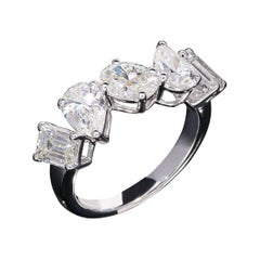 GIA Certified Multi Shape Diamond Cocktail Ring, Set in 18Kt Gold