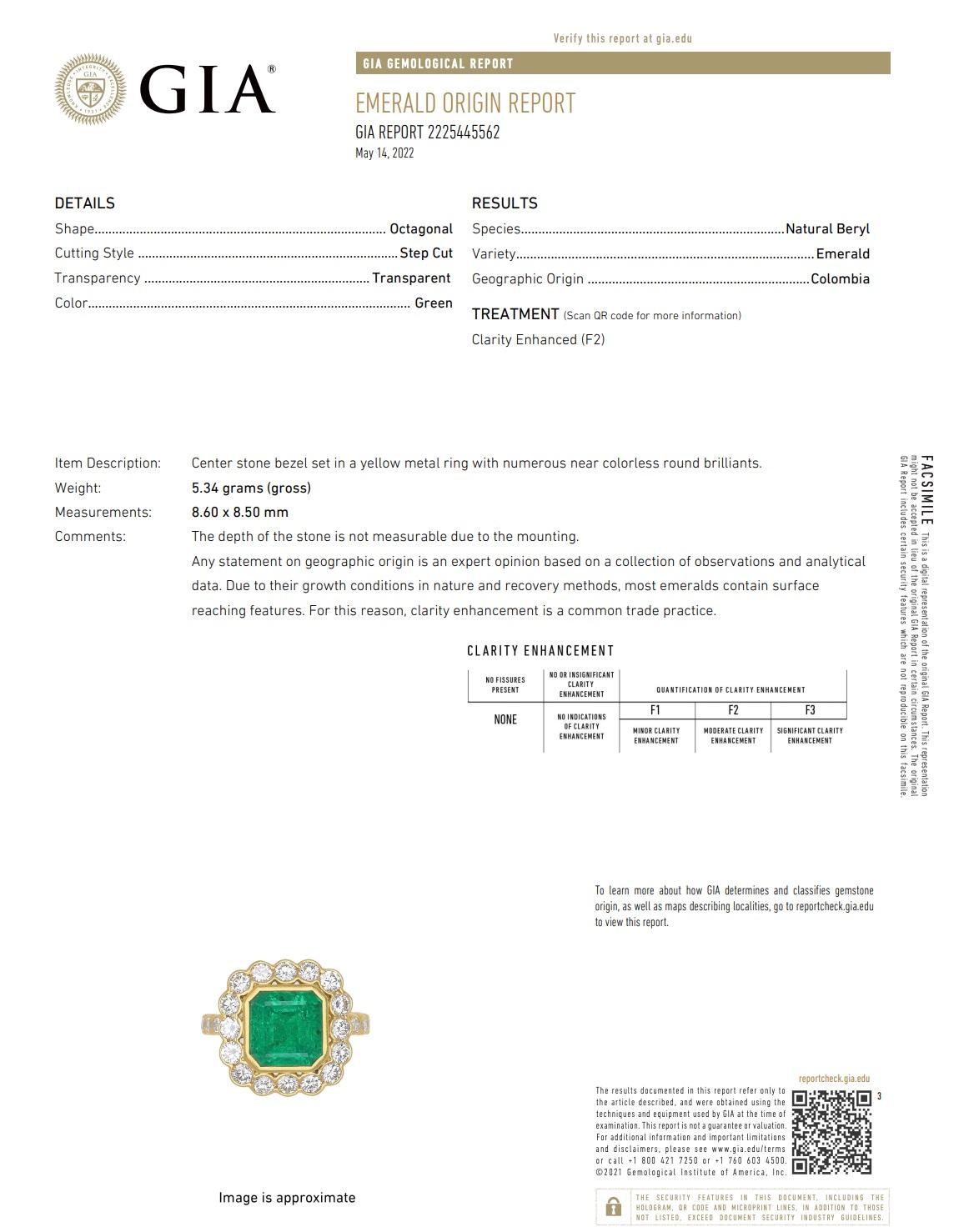 Octagon Cut GIA Certified Muzo Colombian Emerald Engagement Ring