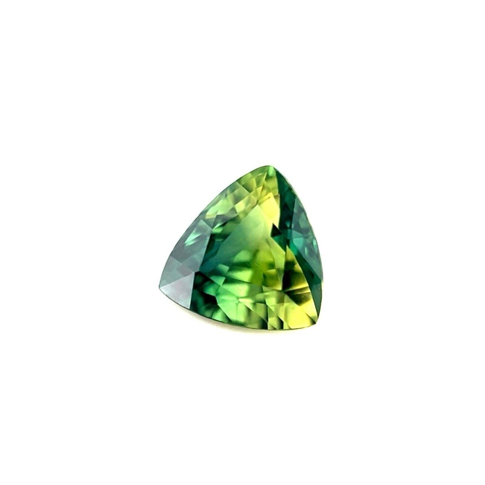 Gema Trillón Triángulo Azul Verde Zafiro Bicolor Certificado GIA Natural 1,02ct Corte trillion en venta