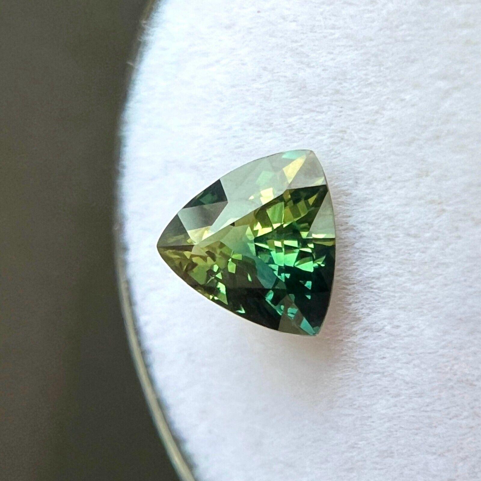 Gema Trillón Triángulo Azul Verde Zafiro Bicolor Certificado GIA Natural 1,02ct en venta 2