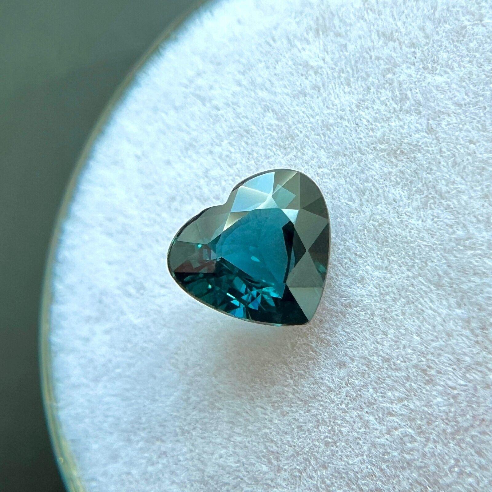 Gia Certified Natural 1.02ct Untreated Green Blue Sapphire 5.9x6.6mm Heart Cut In New Condition For Sale In Birmingham, GB
