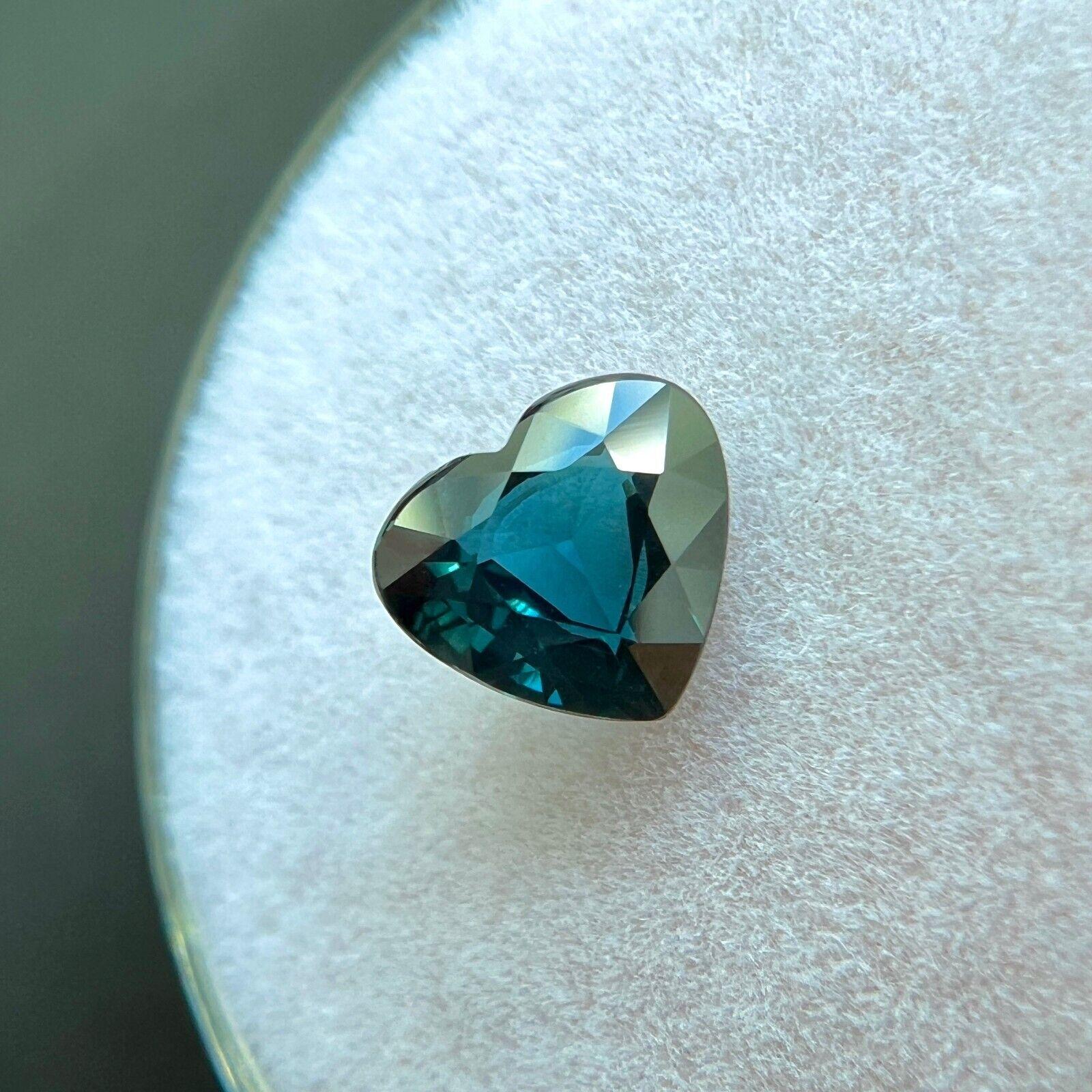 Women's or Men's Gia Certified Natural 1.02ct Untreated Green Blue Sapphire 5.9x6.6mm Heart Cut For Sale