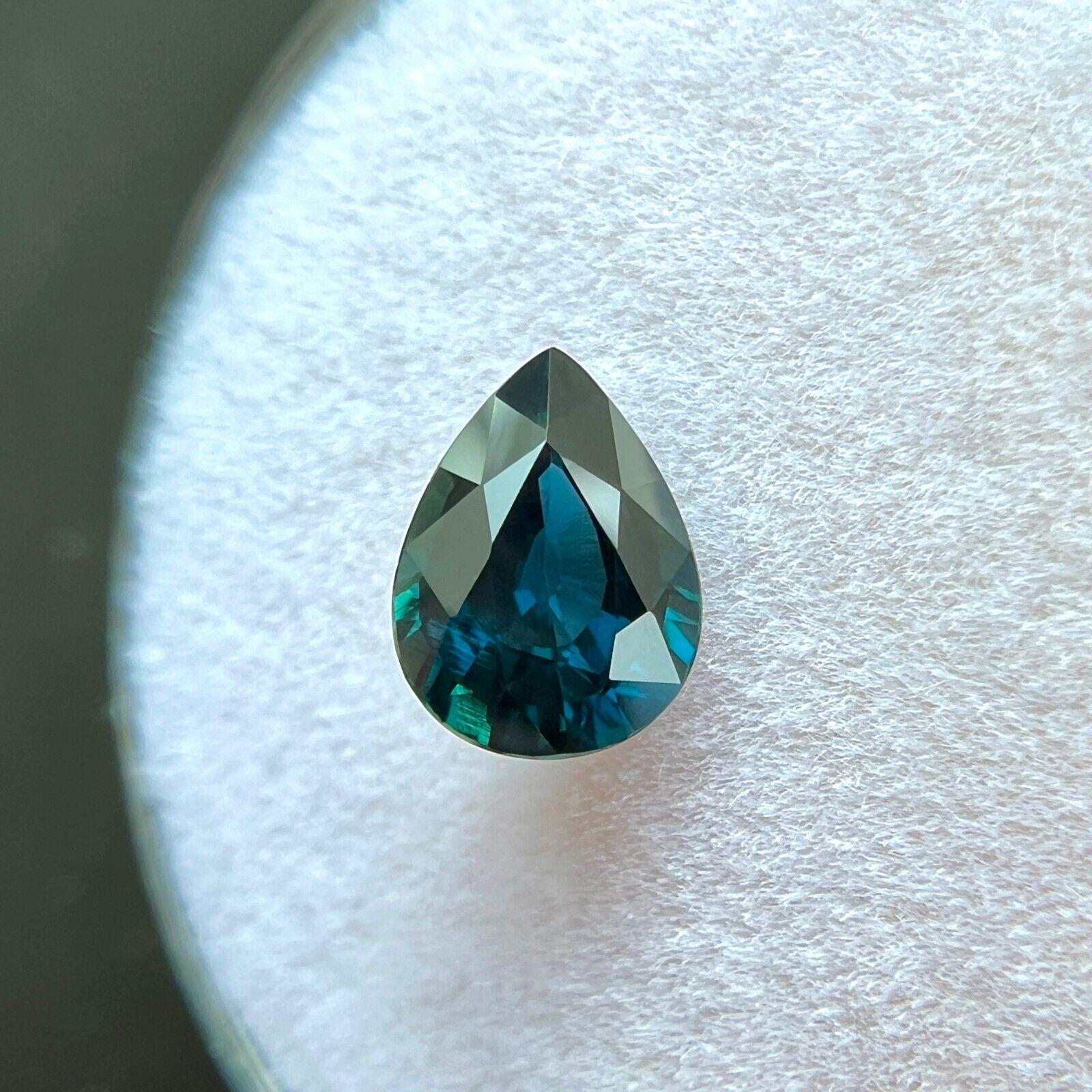 GIA Certificado Natural 1.03ct Azul Profundo Zafiro Sin Tratar Gema Corte Pera 7.3x5.3mm Corte pera en venta
