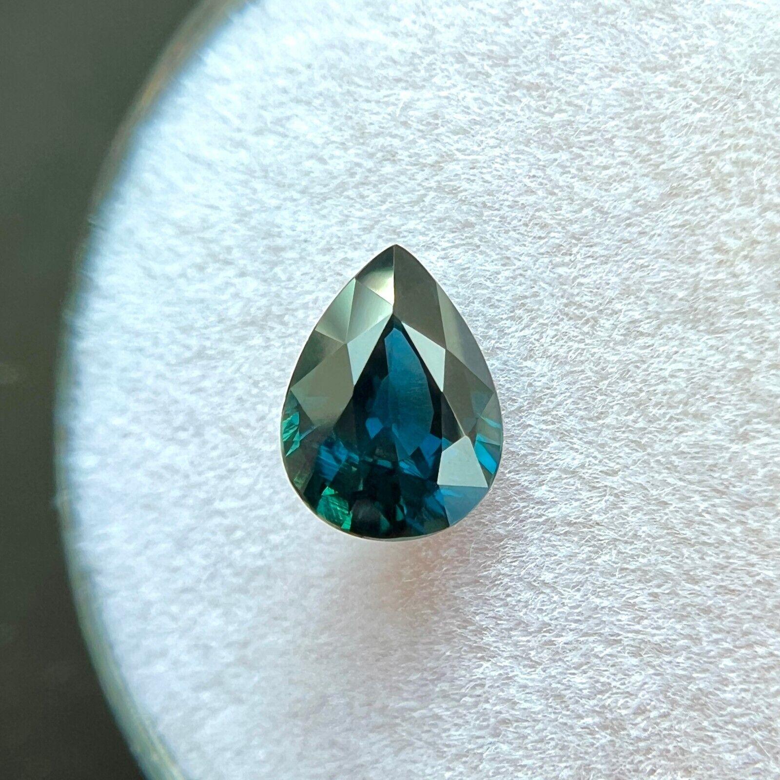 GIA Certificado Natural 1.03ct Azul Profundo Zafiro Sin Tratar Gema Corte Pera 7.3x5.3mm en Nuevo estado para la venta en Birmingham, GB