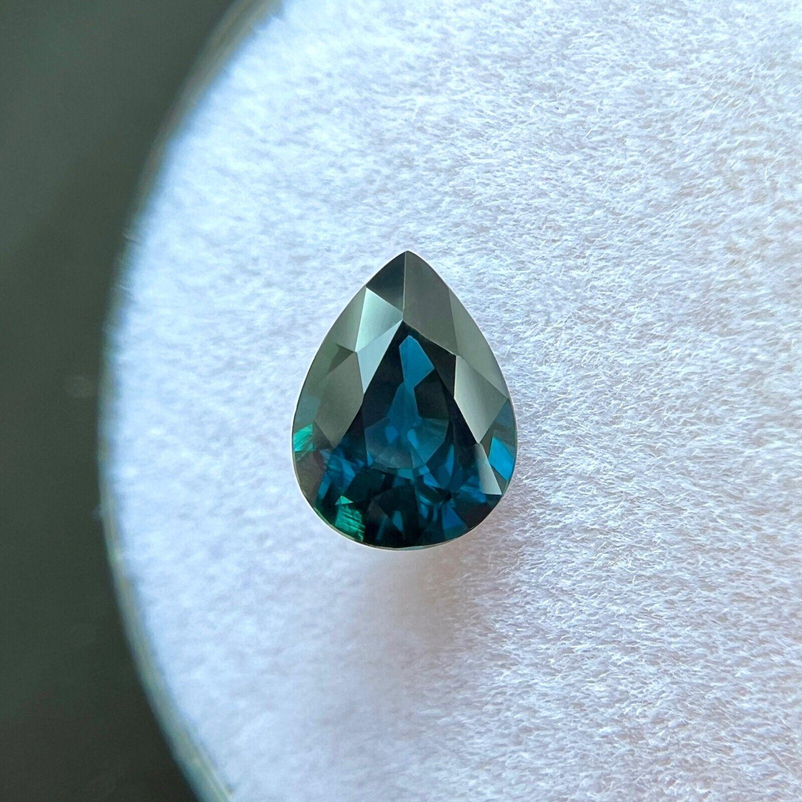 Femenino o masculino GIA Certificado Natural 1.03ct Azul Profundo Zafiro Sin Tratar Gema Corte Pera 7.3x5.3mm en venta