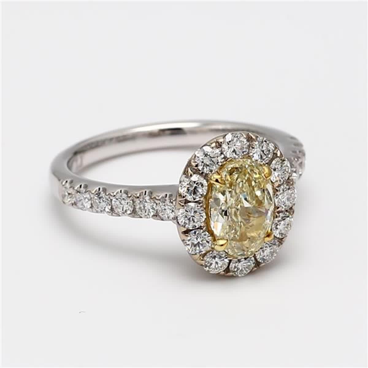 GIA Certified Natural Yellow Oval and White Diamond 1.83 Carat TW Gold Ring In New Condition For Sale In New York, NY