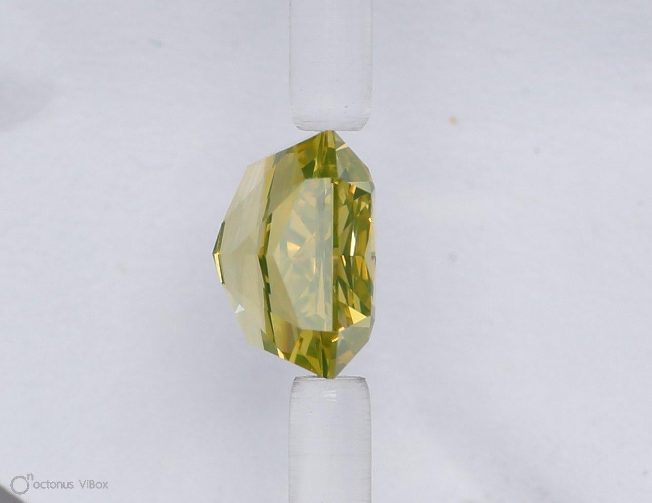 Radiant Cut GIA Certified Natural 1.12ct Fancy Vivid Greenish Yellow Diamond For Sale