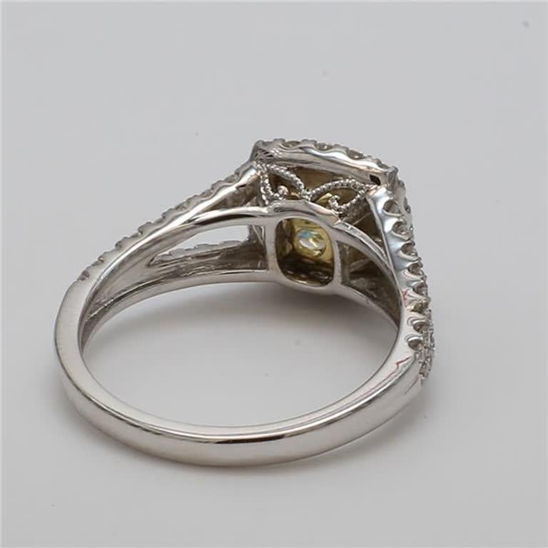 Contemporary GIA Certified Natural 1.14 Carat Yellow Radiant and White Diamond Gold Ring