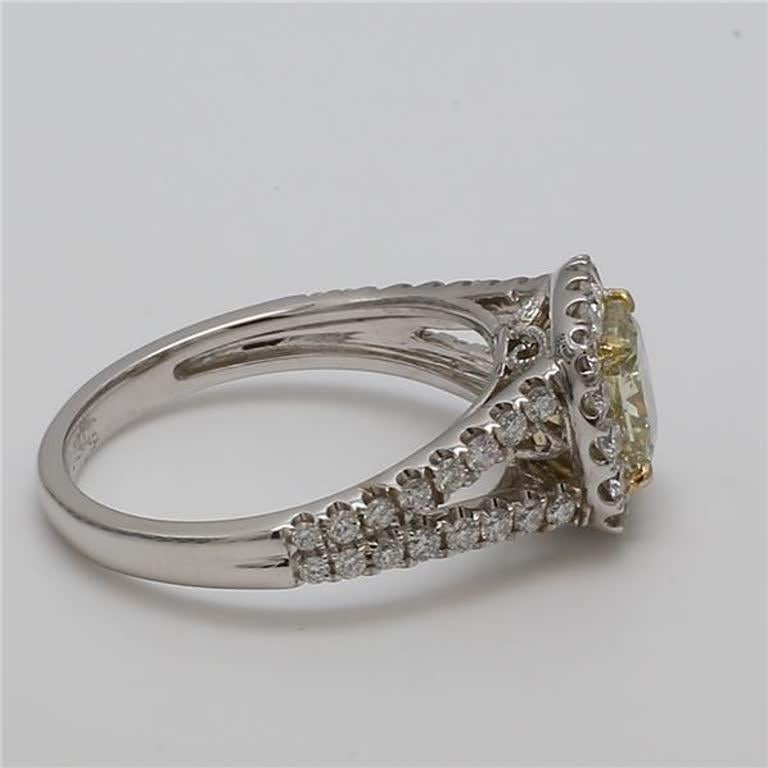Radiant Cut GIA Certified Natural 1.14 Carat Yellow Radiant and White Diamond Gold Ring