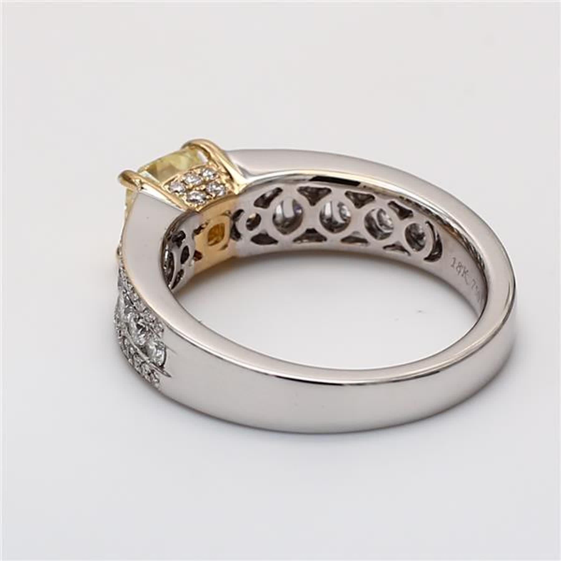 GIA-zertifizierter natürlicher gelber Ring mit Kissenschliff und weißem Diamant 1.21 Karat TW im Zustand „Neu“ in New York, NY