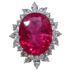 GIA zertifiziert natürlichen 13,29ct Mosambik Oval Rubin Diamant Ring 18K Weißgold