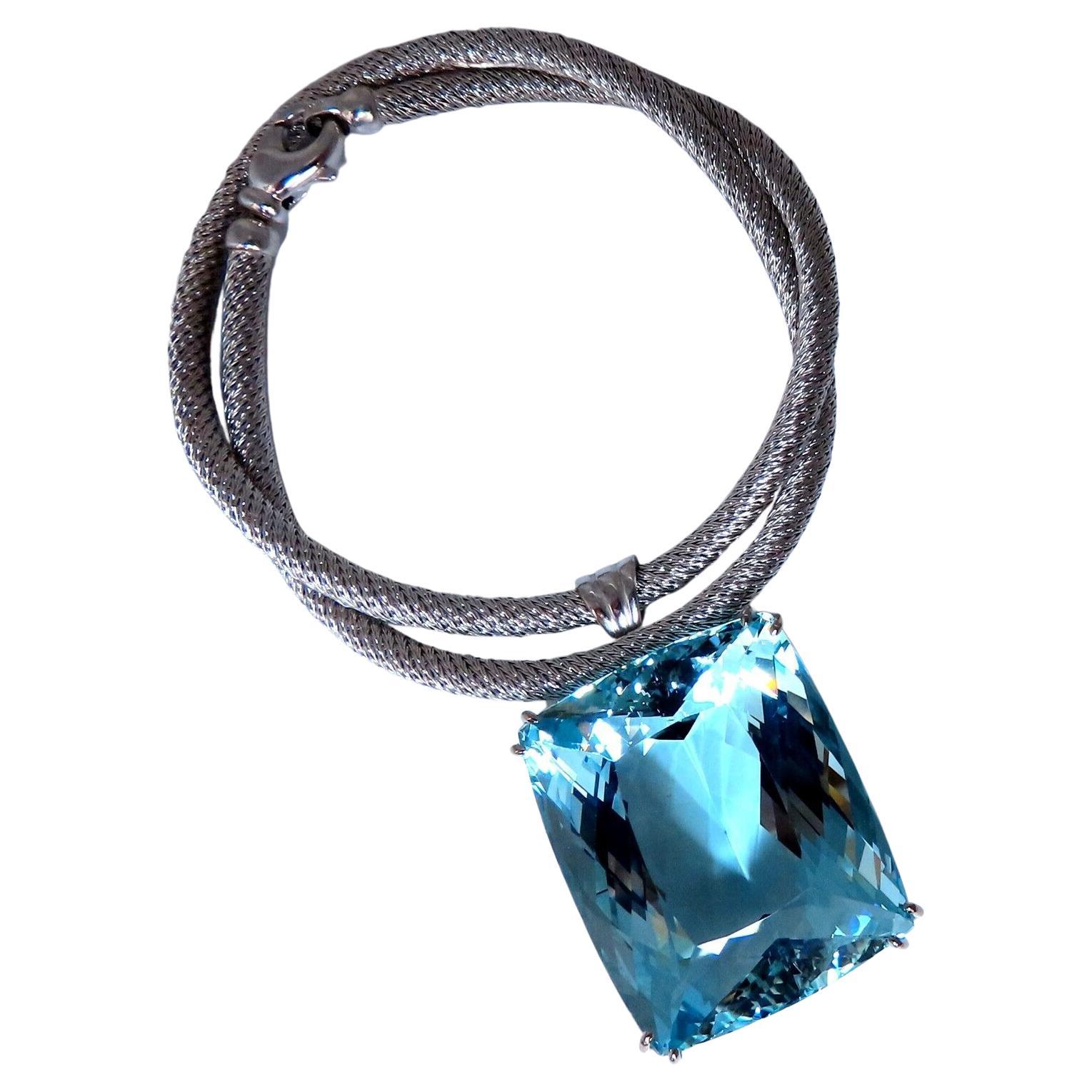 GIA-zertifizierte natürliche 140.01ct Aquamarin Diamanten Halskette 18kt & Plat