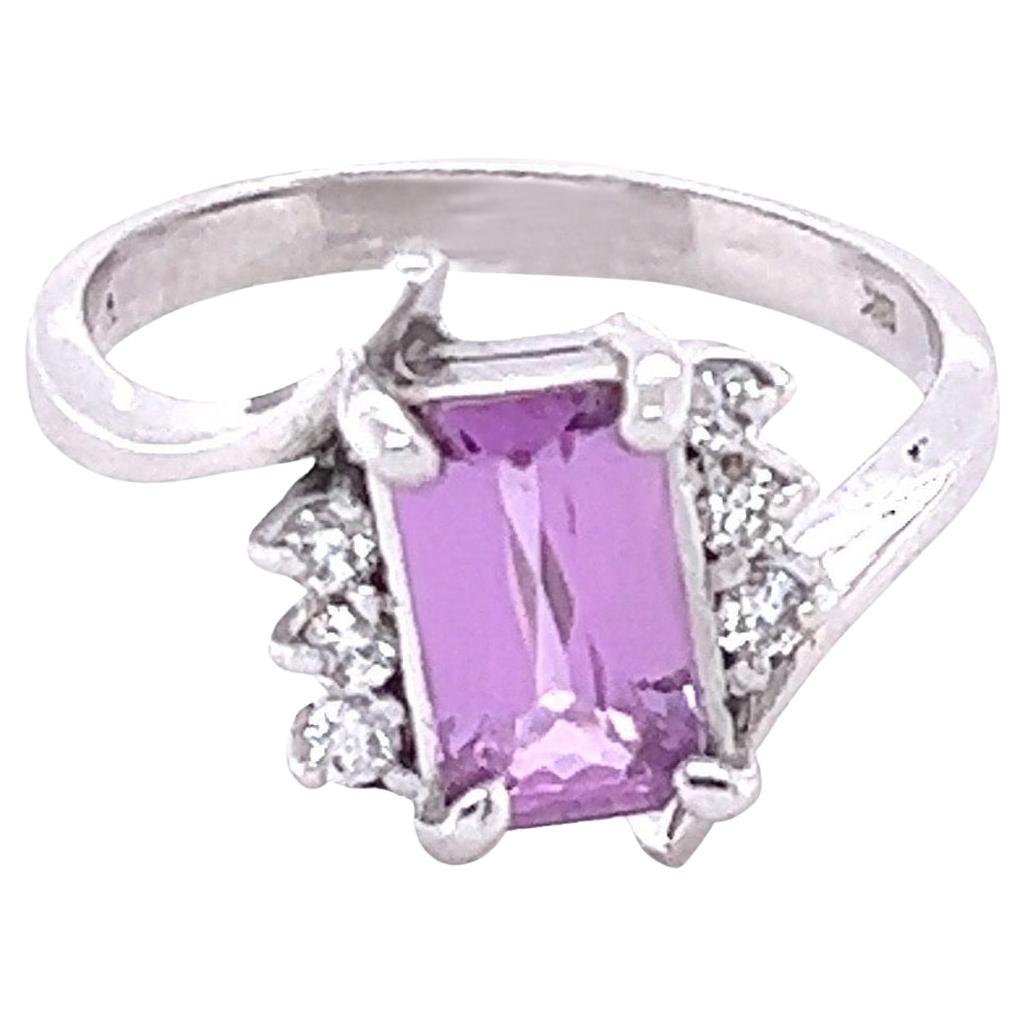 GIA Certified Natural 1.52 Carat No Heat Pink Sapphire Diamond White Gold Ring en venta