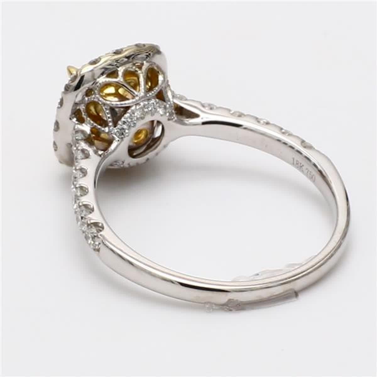 GIA-zertifizierter natürlicher gelber Ring mit Kissenschliff und weißem Diamant 2.14 Karat TW (Zeitgenössisch)