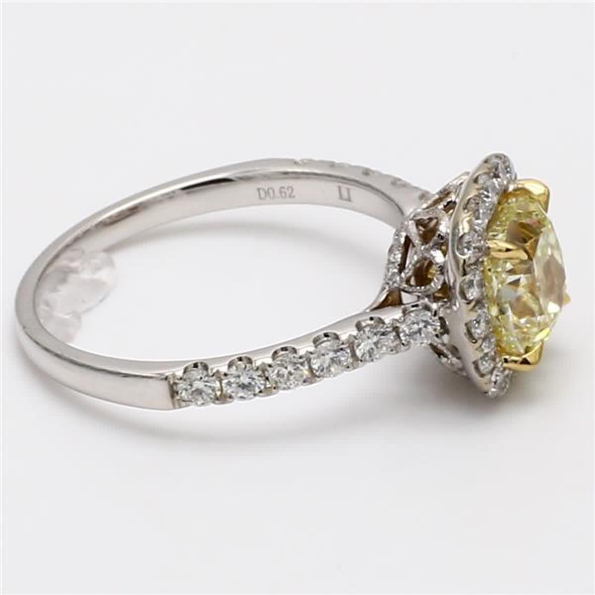 GIA-zertifizierter natürlicher gelber Ring mit Kissenschliff und weißem Diamant 2.14 Karat TW im Zustand „Neu“ in New York, NY