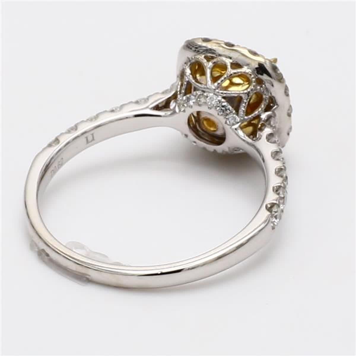 Contemporary GIA Certified Natural Yellow Cushion and White Diamond 2.14 Carat TW Gold Ring