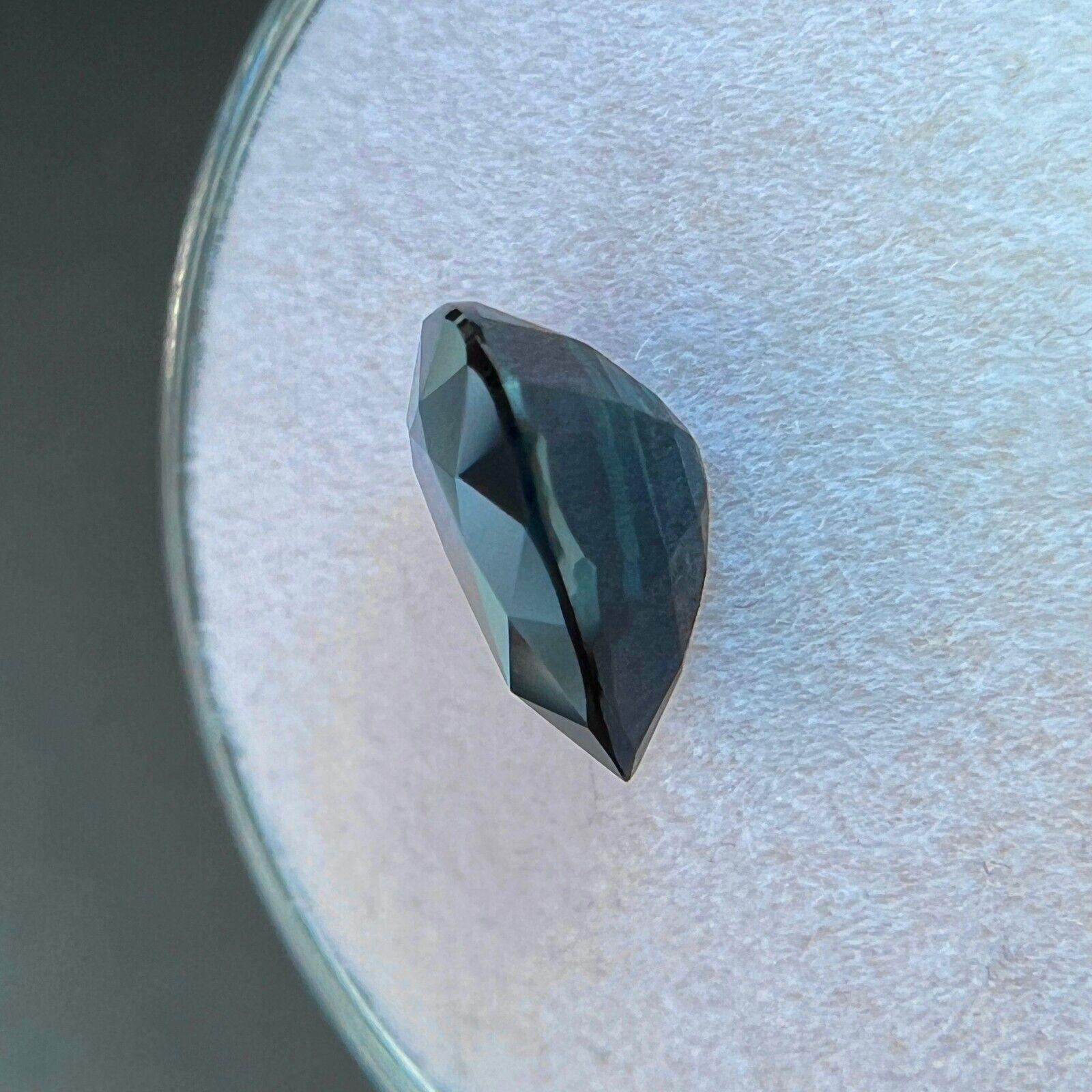 Gia Certified Natural 2.06ct Dark Blue Untreated Sapphire Pear Cut 8.6x7mm For Sale 3
