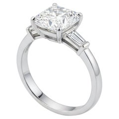 Anillo de compromiso de platino con diamante talla cojín natural de 2,52 ct certificado por el GIA
