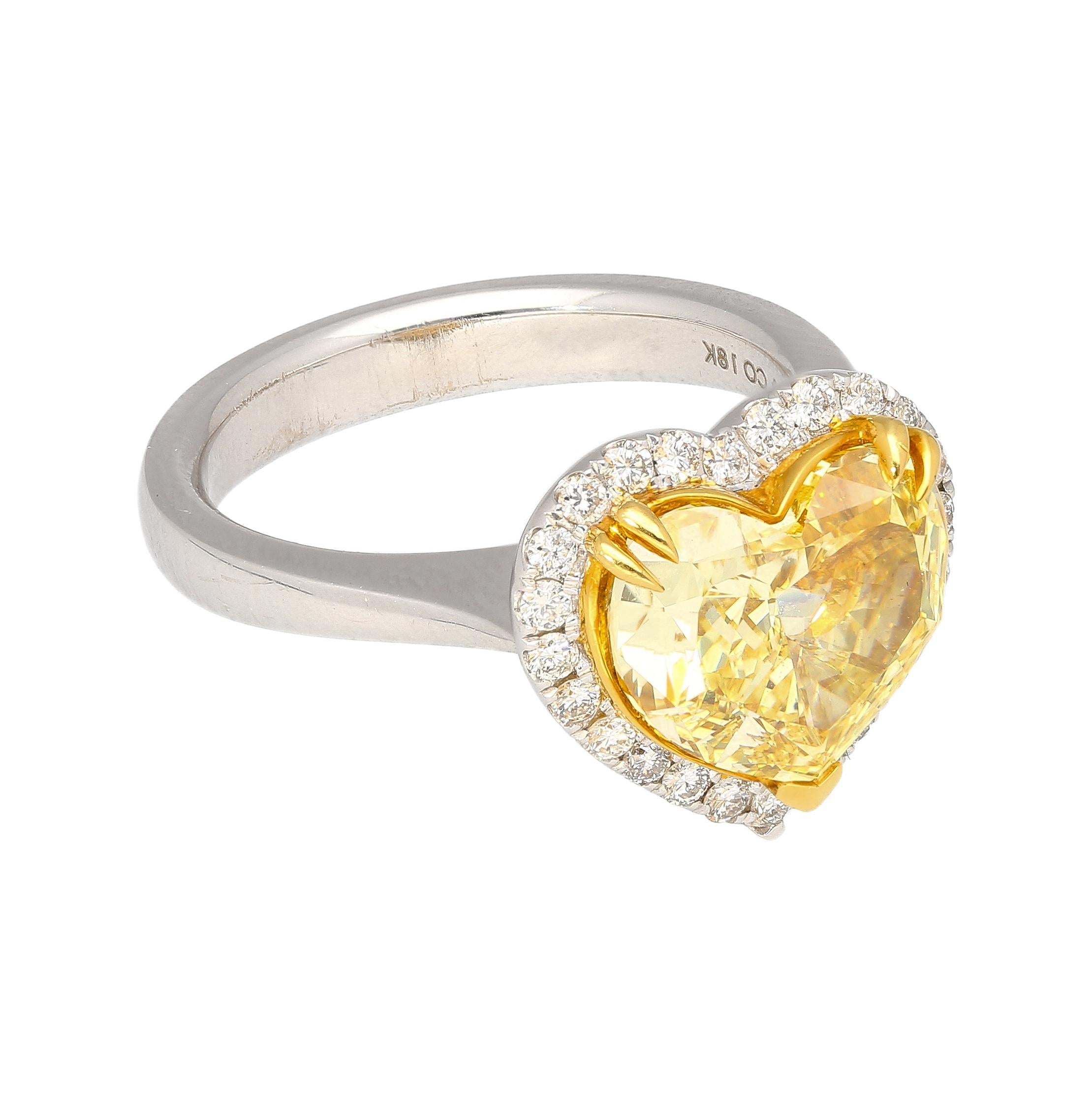 heart shaped yellow diamond ring
