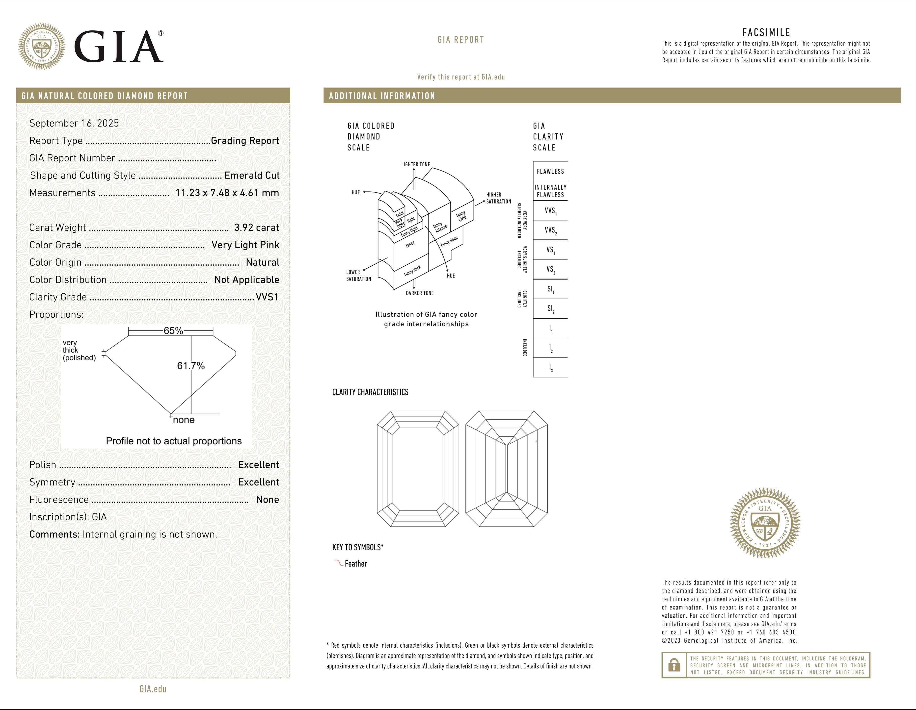 GIA Certified Natural 3.92 Carat Emerald Cut Pink Diamond Type IIA Ring Neuf - En vente à New York, NY