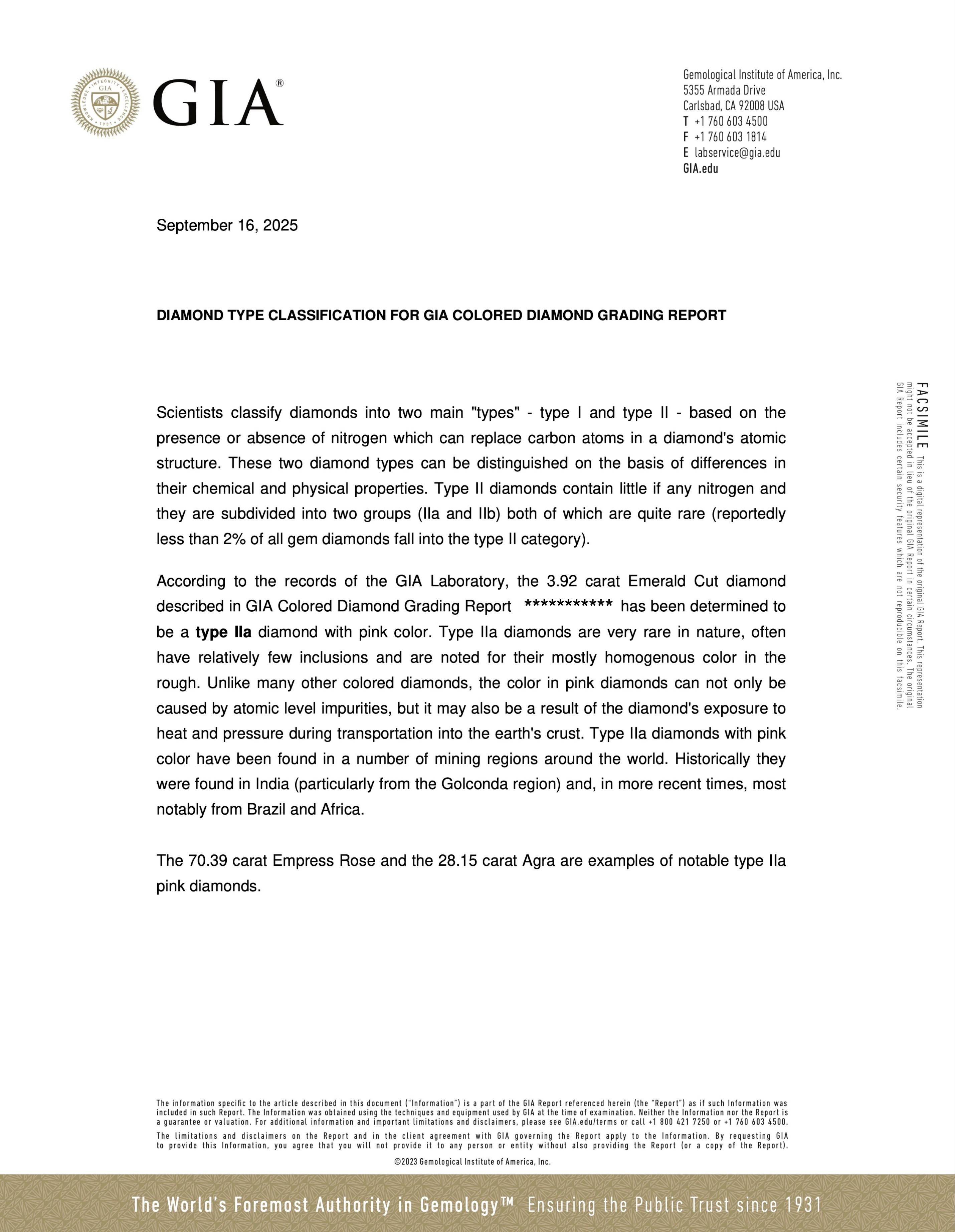 GIA Certified Natural 3.92 Carat Emerald Cut Pink Diamond Type IIA Ring Pour femmes en vente