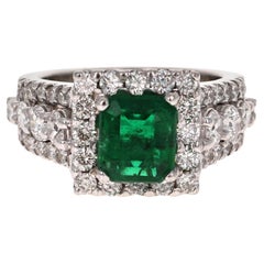 GIA Certified Natural 3.96 Carat Emerald Diamond 18 Karat White Gold Ring