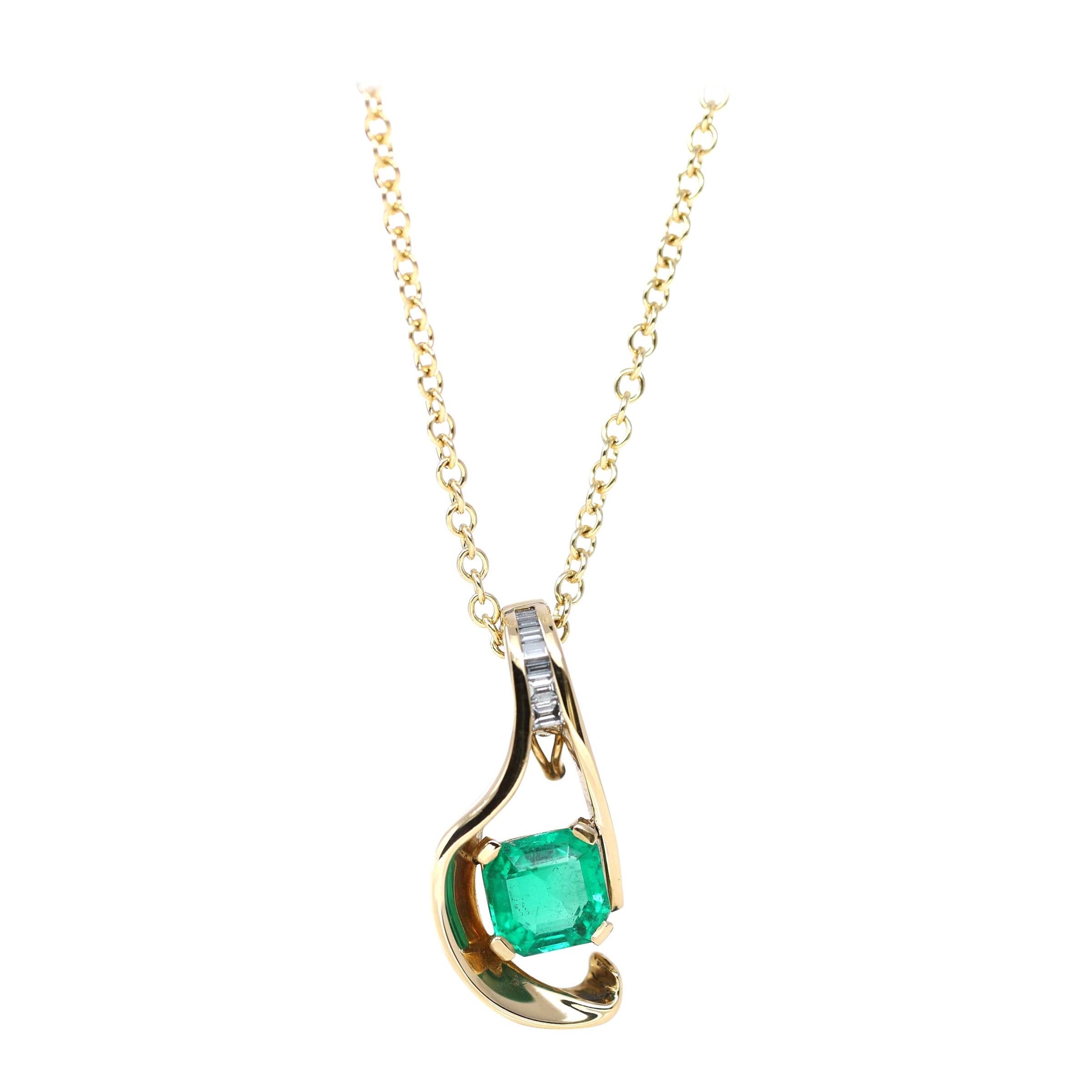 Collier de forme libre en diamants et émeraudes vertes de Colombie de 4,32 carats certifiées GIA