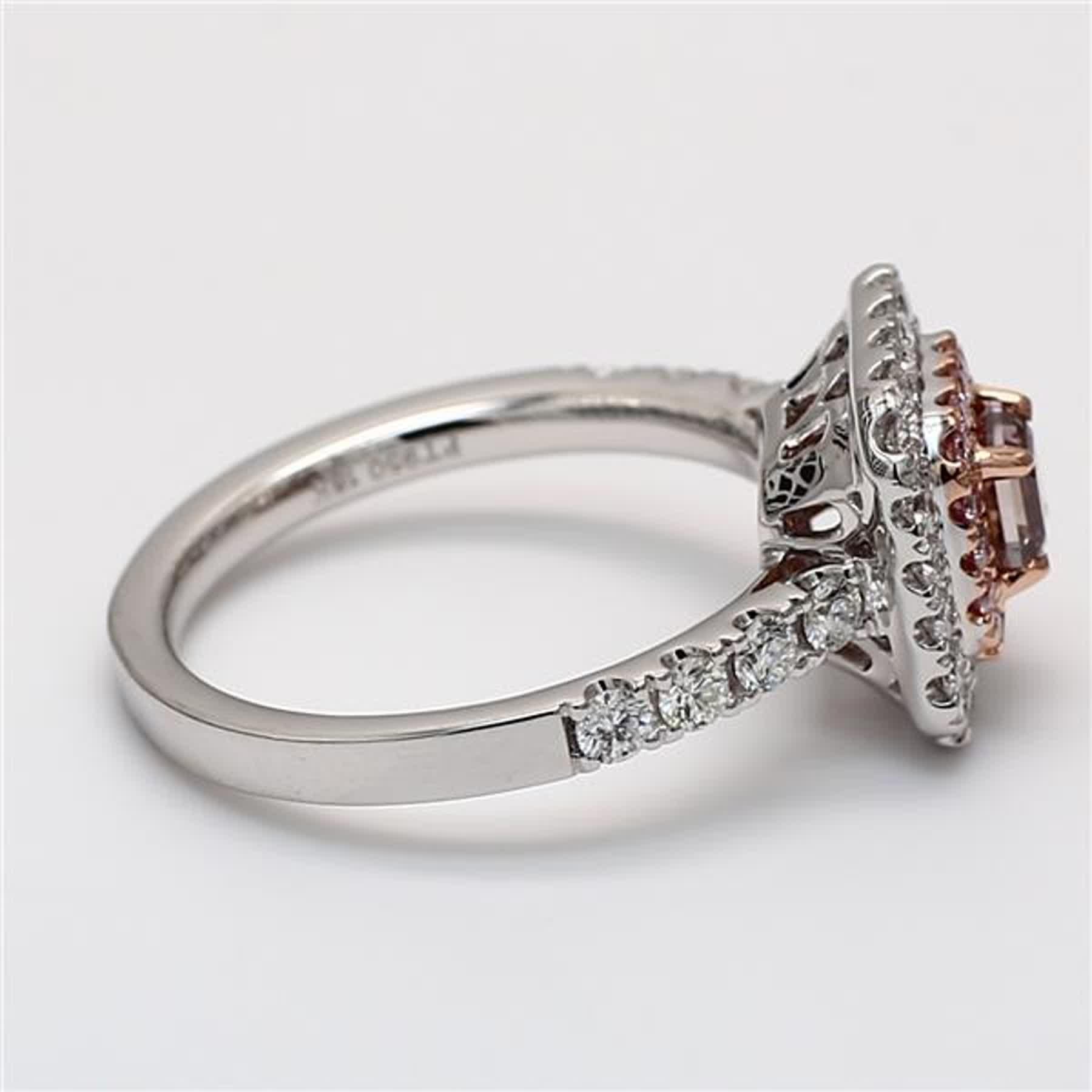 GIA Certified Natural Pink Asscher and White Diamond 1.20 Carat TW Plat Ring In New Condition For Sale In New York, NY