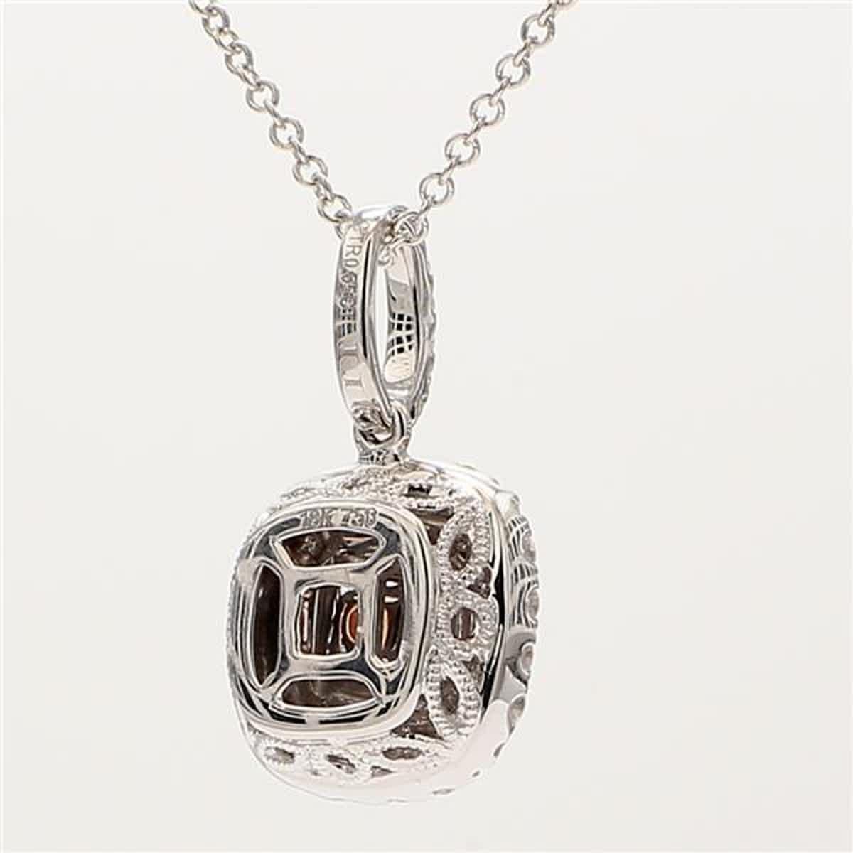Women's GIA Certified Natural Pink Cushion and White Diamond .93 Carat TW Gold Pendant For Sale