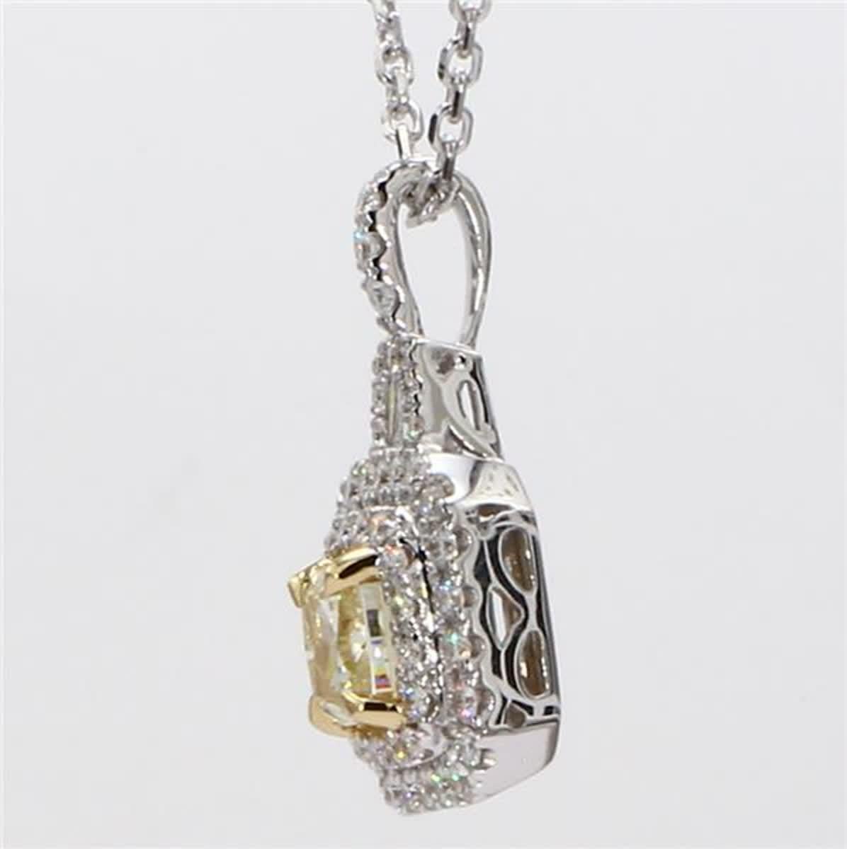 Contemporary GIA Certified Natural Yellow Cushion and White Diamond 1.03 Carat Gold Pendant