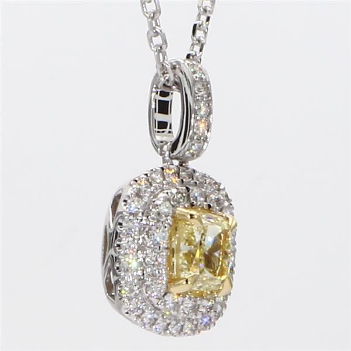 GIA Certified Natural Yellow Cushion and White Diamond 1.00 Carat Gold Pendant For Sale 1