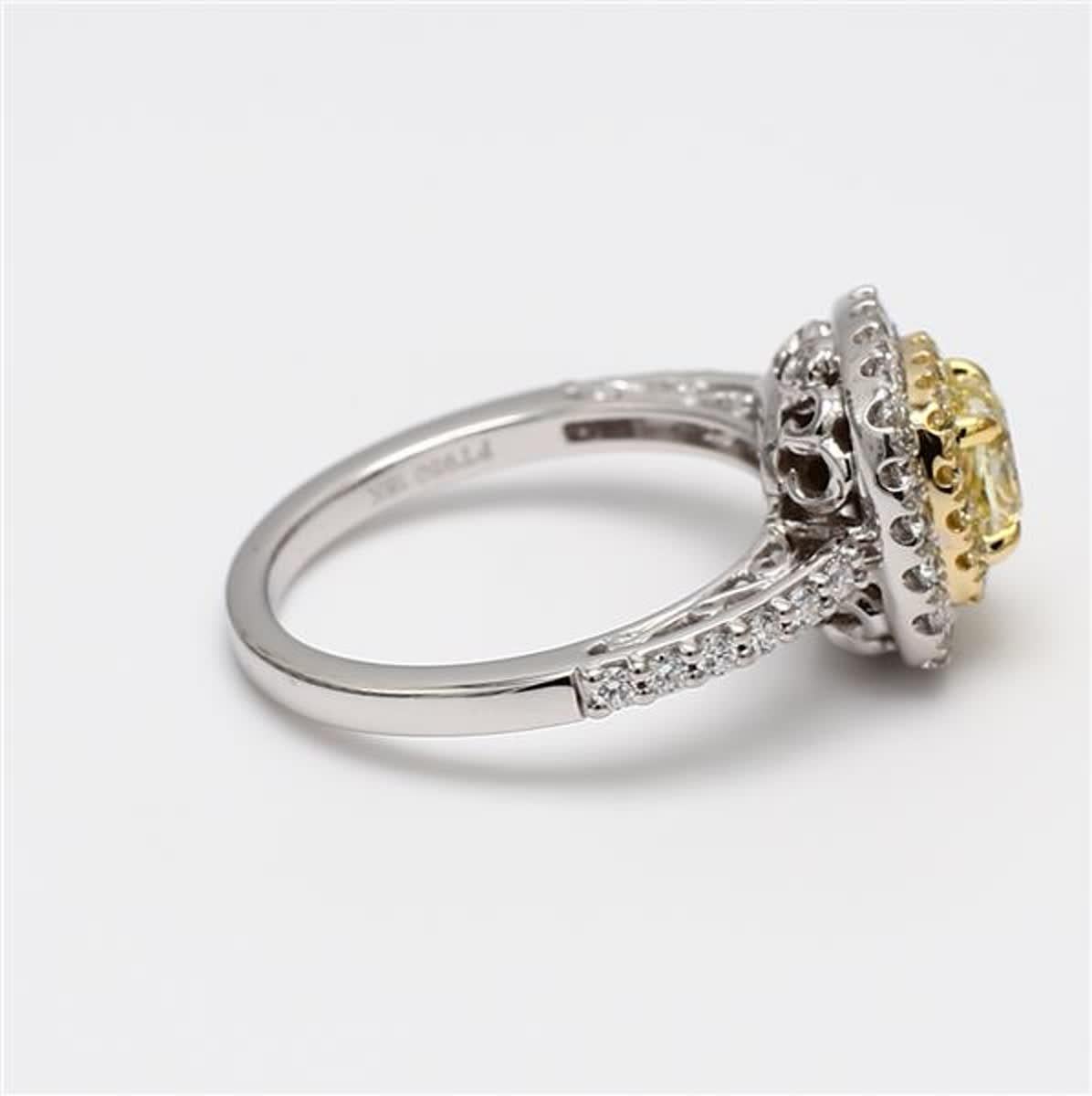 GIA Certified Natural Yellow Cushion and White Diamond 1.28 Carat TW Plat Ring In New Condition In New York, NY