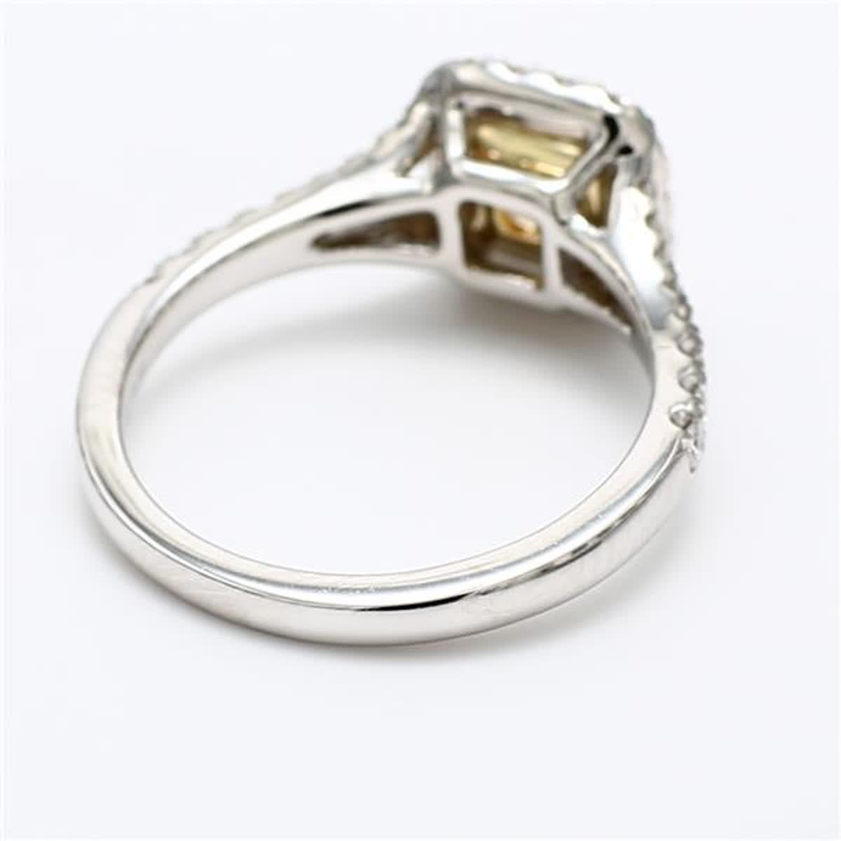 Contemporary GIA Certified Natural Yellow Radiant and White Diamond 1.25 Carat TW Plat Ring