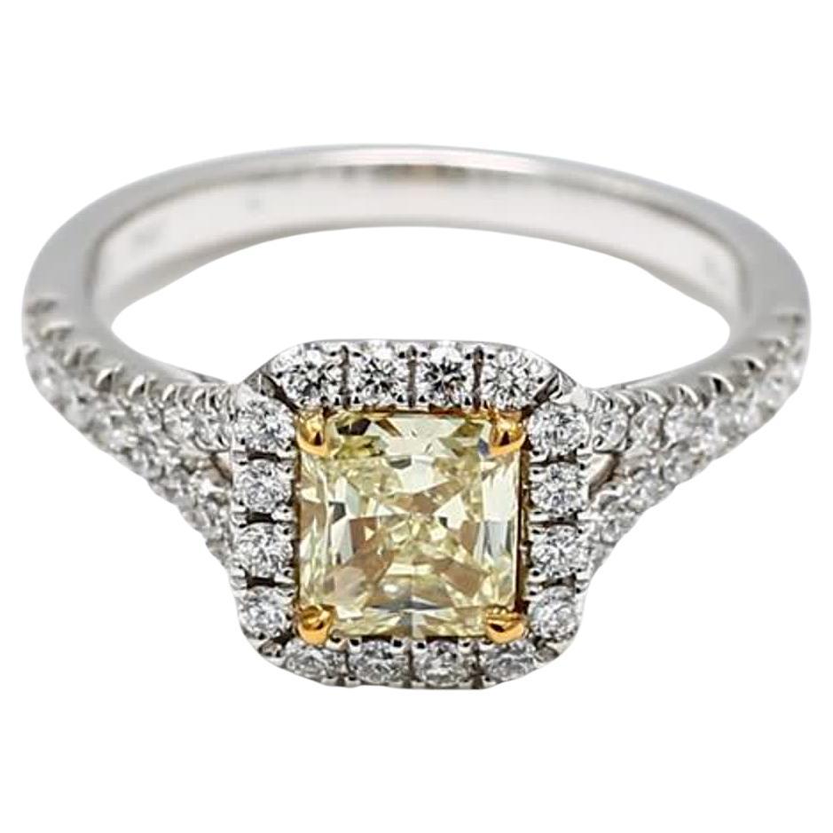 GIA Certified Natural Yellow Radiant and White Diamond 1.25 Carat TW Plat Ring