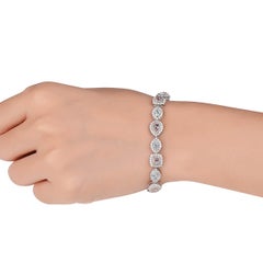 GIA Certified Natural 8.21 Carat Fancy Pink White Diamond White Gold Bracelet