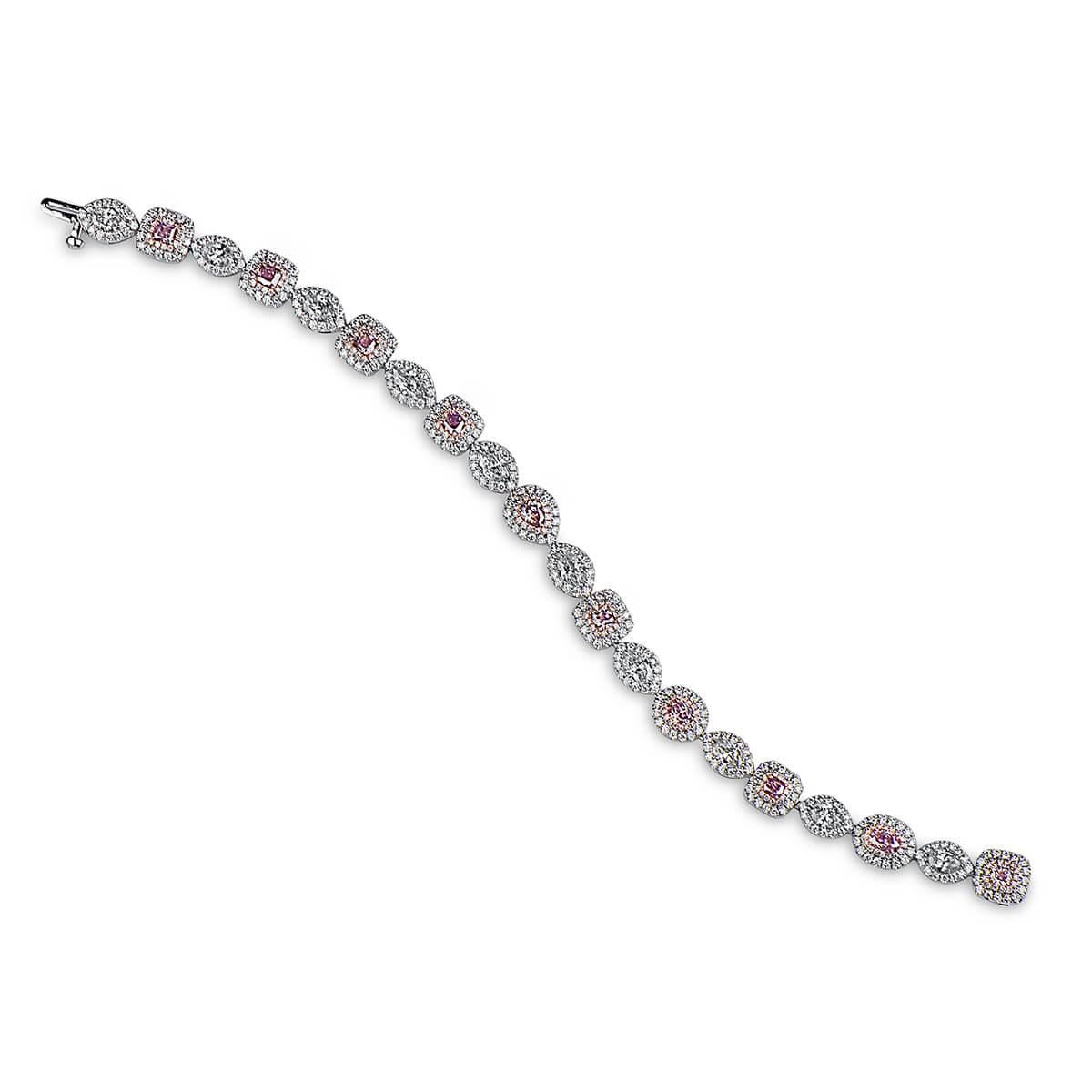 GIA Certified Natural 8.21 Carat Fancy Pink White Diamond White Gold Bracelet In New Condition For Sale In London, GB