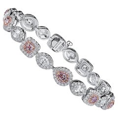 GIA Certified Natural 8.21 Carat Fancy Pink White Diamond White Gold Bracelet