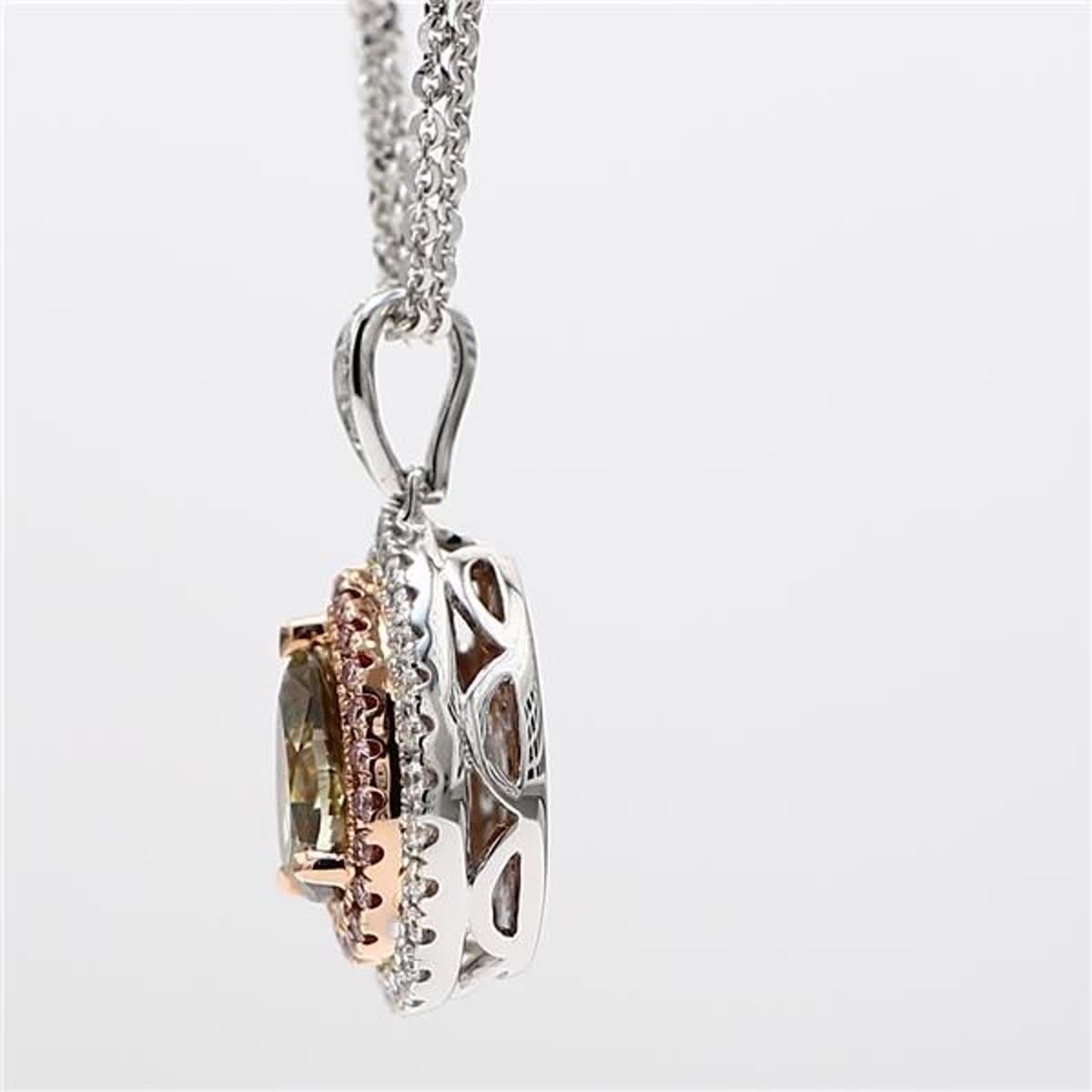 Contemporary GIA Certified Natural Brown Pear and White Diamond 1.15 Carat TW Gold Pendant For Sale
