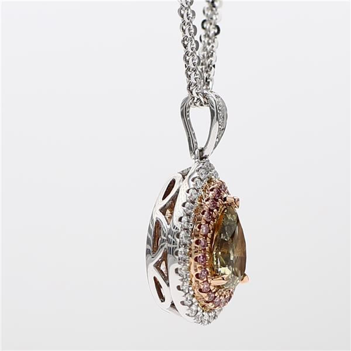 GIA Certified Natural Brown Pear and White Diamond 1.15 Carat TW Gold Pendant In New Condition For Sale In New York, NY