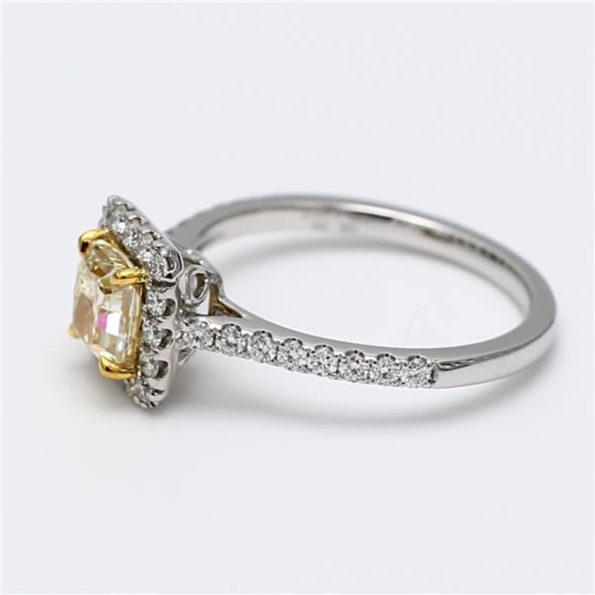 Contemporary GIA Certified Natural Yellow Radiant and White Diamond 1.36 Carat TW Plat Ring