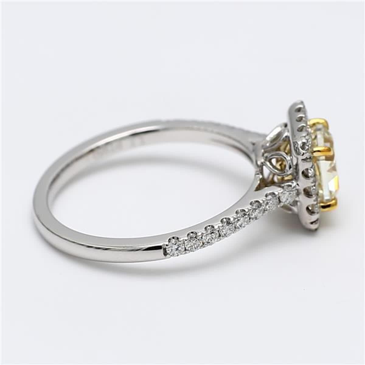 GIA Certified Natural Yellow Radiant and White Diamond 1.36 Carat TW Plat Ring In New Condition In New York, NY