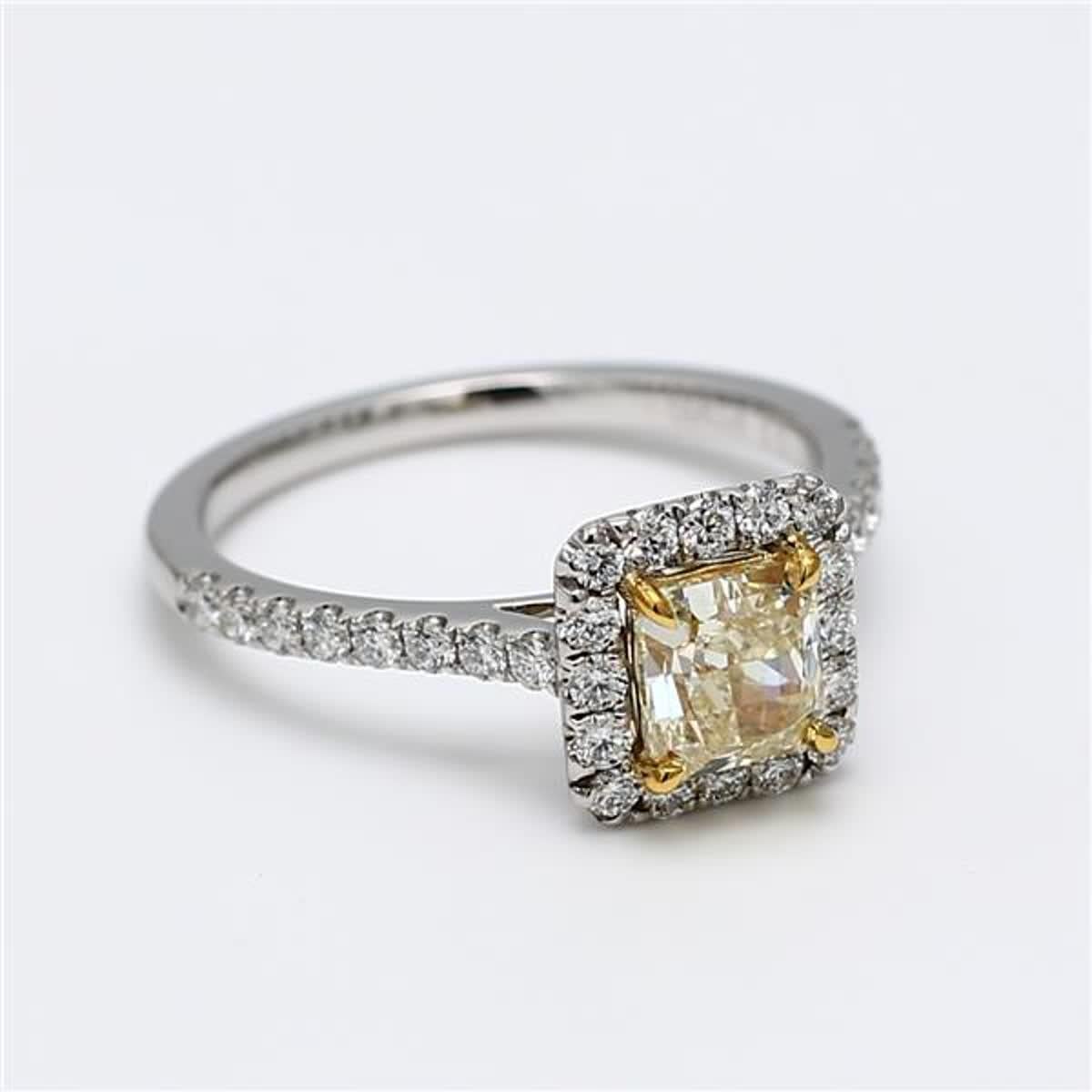 Women's GIA Certified Natural Yellow Radiant and White Diamond 1.36 Carat TW Plat Ring