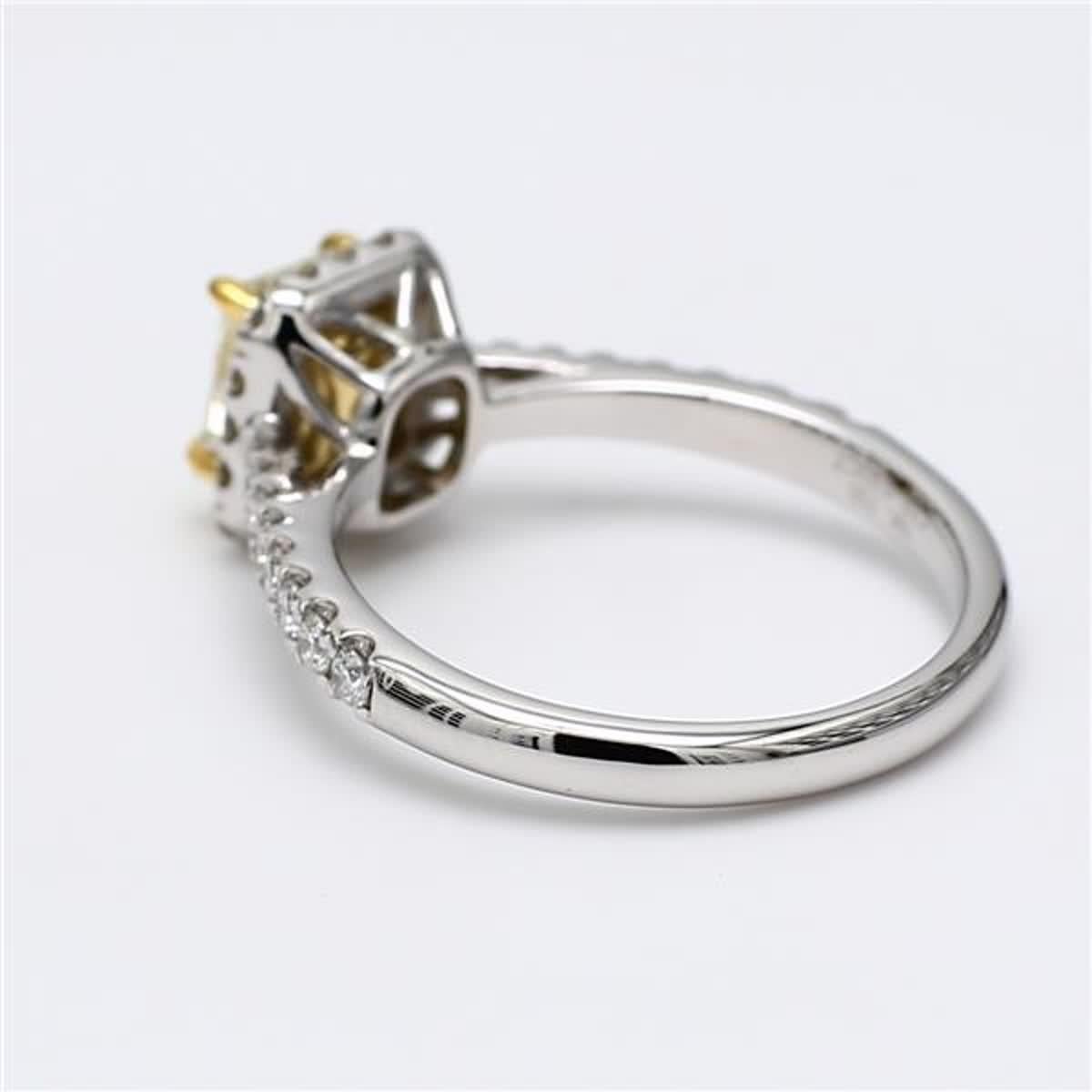 Contemporain Bague plaquée en diamant jaune radiant et blanc de 1.33 carat poids total, certifiée GIA en vente