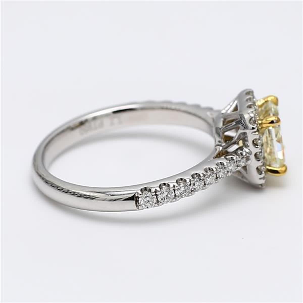 Bague plaquée en diamant jaune radiant et blanc de 1.33 carat poids total, certifiée GIA Neuf - En vente à New York, NY